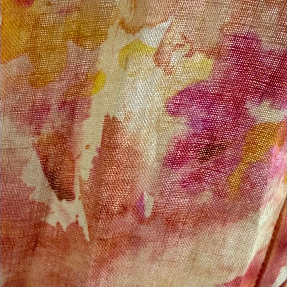 Zara Flutter-Sleeve linen Open-Back Maxi Dress in Orange Floral - Picture 8 of 15